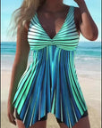 Azul - Gestreepte tankini set met uitlopende top die de buik bedekt