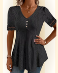 Orlena | Blouse met V-hals en korte mouwen