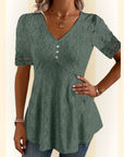 Orlena | Blouse met V-hals en korte mouwen