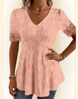 Orlena | Blouse met V-hals en korte mouwen