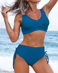 Nerina | Eenkleurig bikini setje - High-waist met gekruiste top en comfort