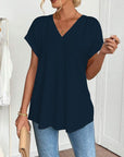Sorelle | Plissé-blouse met korte mouwen