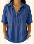 Serafina - Blouse met kraag en knoopdetail