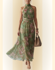 Viviana | Geplooide Halter Midi Jurk