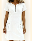 Fabiana | Comfort Jurk met Rits en Zakken