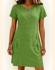 Fabiana | Comfort Jurk met Rits en Zakken
