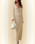 Dafne | Strand Cover-up met Diepe V-hals en Lange Mouwen