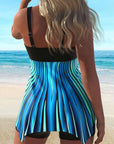 Azul - Gestreepte tankini set met uitlopende top die de buik bedekt