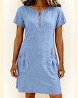Fabiana | Comfort Jurk met Rits en Zakken