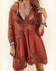 Rebecca | Strand Cover-up met korte mouwen en V-hals