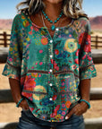 Vintage Bloemenprint Blouse