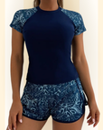 Elyra | Bloemenprint Tankini met korte mouwen en shorts