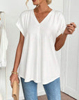 Sorelle | Plissé-blouse met korte mouwen