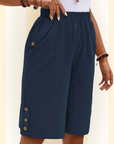 Imelda | Comfortabele knielange Midi shorts met zakken van Linnen