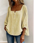 Sabrina | Effen katoenen blouse met lantaarnmouwen