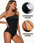 Grace - One-Shoulder Badpak | Trendy asymmetrisch ontwerp met flatterende plooien