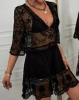 Rebecca | Strand Cover-up met korte mouwen en V-hals
