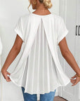 Sorelle | Plissé-blouse met korte mouwen