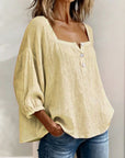 Sabrina | Effen katoenen blouse met lantaarnmouwen