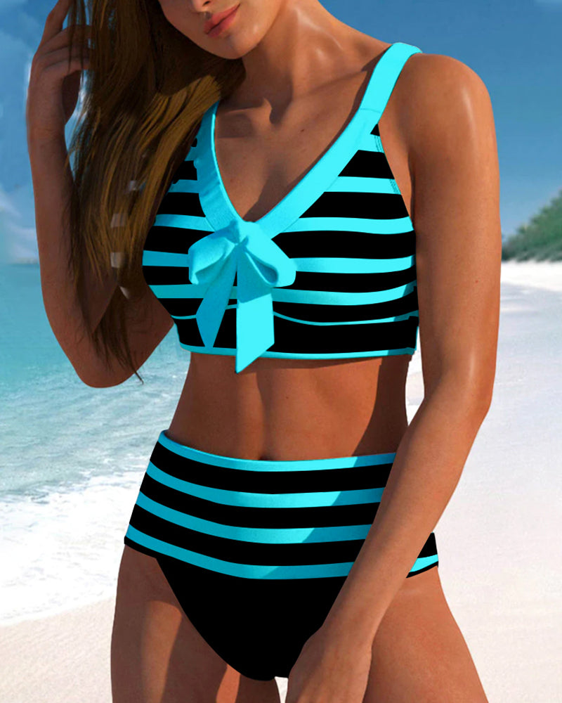 Cosima | Gestreepte bikini met hoge taille