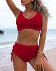 Nerina | Eenkleurig bikini setje - High-waist met gekruiste top en comfort