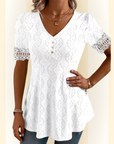 Orlena | Blouse met V-hals en korte mouwen