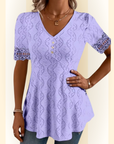 Orlena | Blouse met V-hals en korte mouwen
