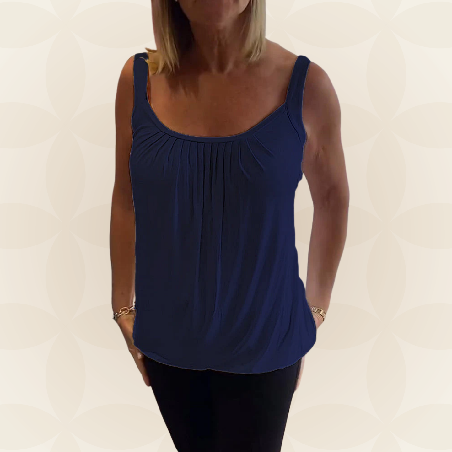 Lies | Geplooide echte relaxte mouwloze top