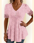 Orlena | Blouse met V-hals en korte mouwen