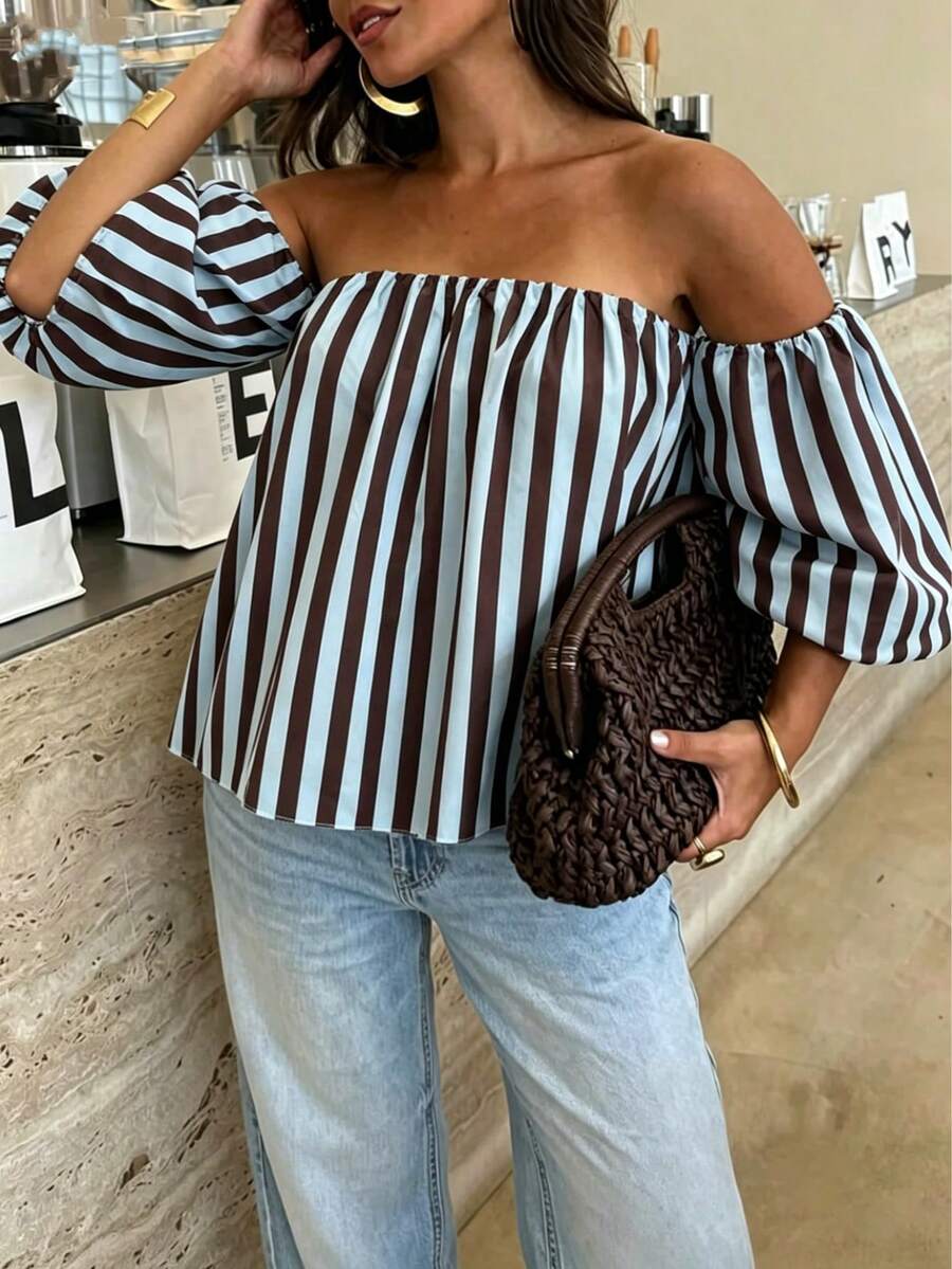 Serelle | Casual off-shoulder blouse met pofmouwen