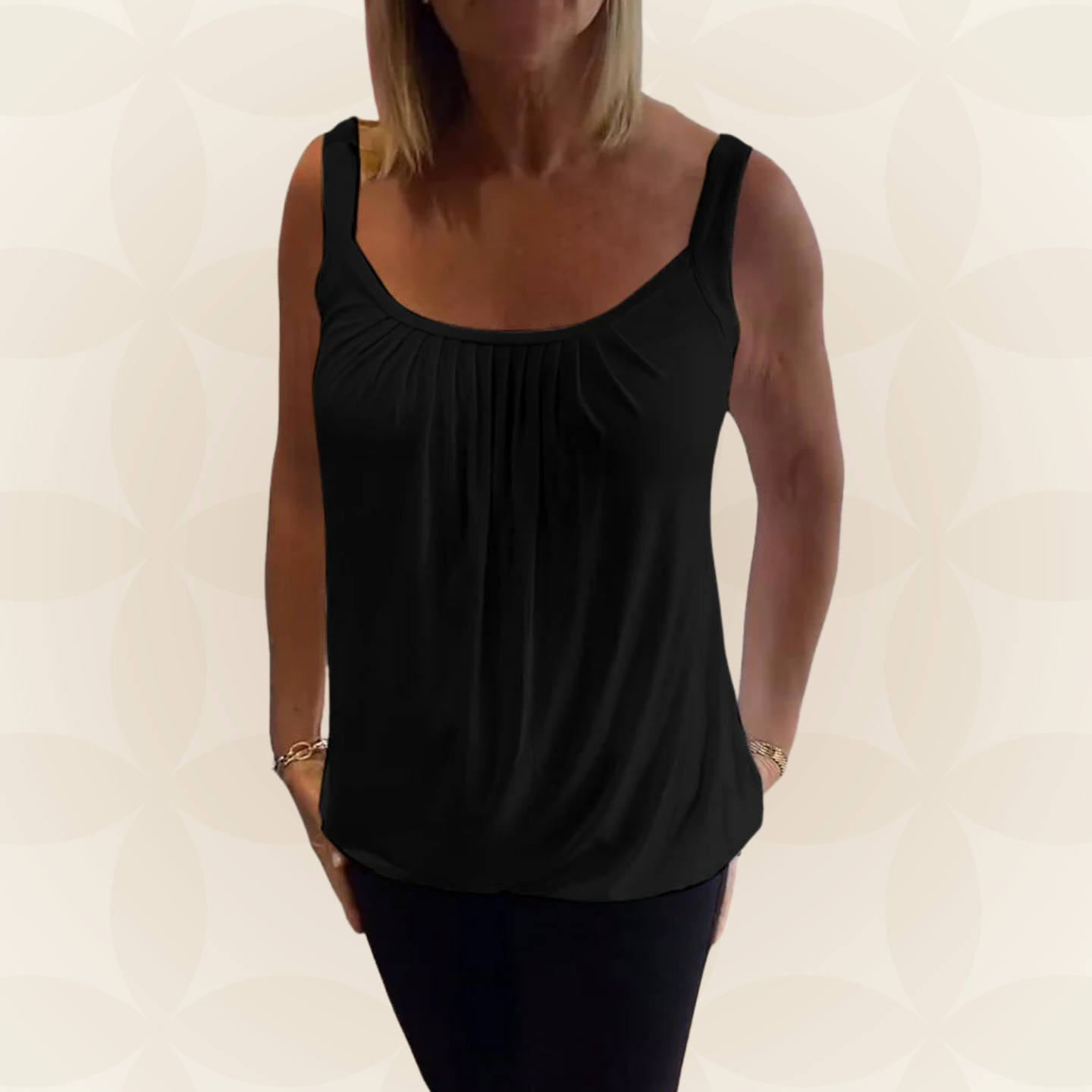 Lies | Geplooide echte relaxte mouwloze top