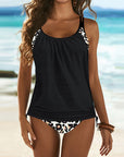 Fabiola | Effen tankini met subtiele panterprint