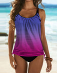 Fabiola | Effen tankini met subtiele panterprint