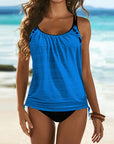 Fabiola | Effen tankini met subtiele panterprint