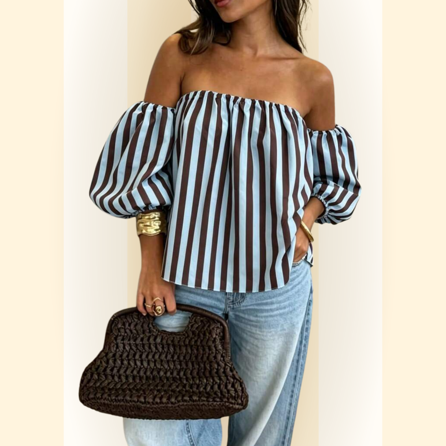 Serelle | Casual off-shoulder blouse met pofmouwen