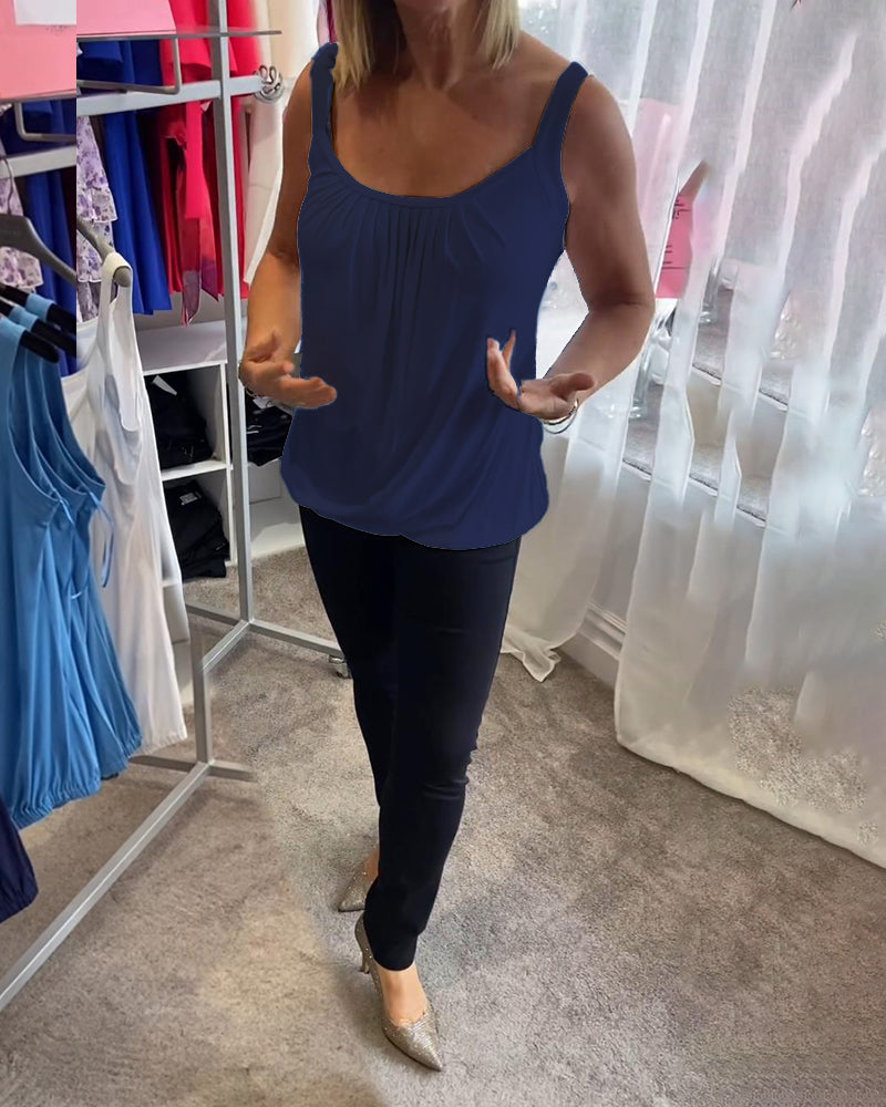 Lies | Geplooide echte relaxte mouwloze top