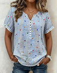 Blouse Met Strepen En Hartjesprint
