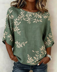 Vintage Blouse Met Bladerprint