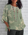 Vintage Blouse Met Bladerprint