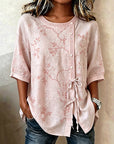 Vintage Blouse Met Bladerprint
