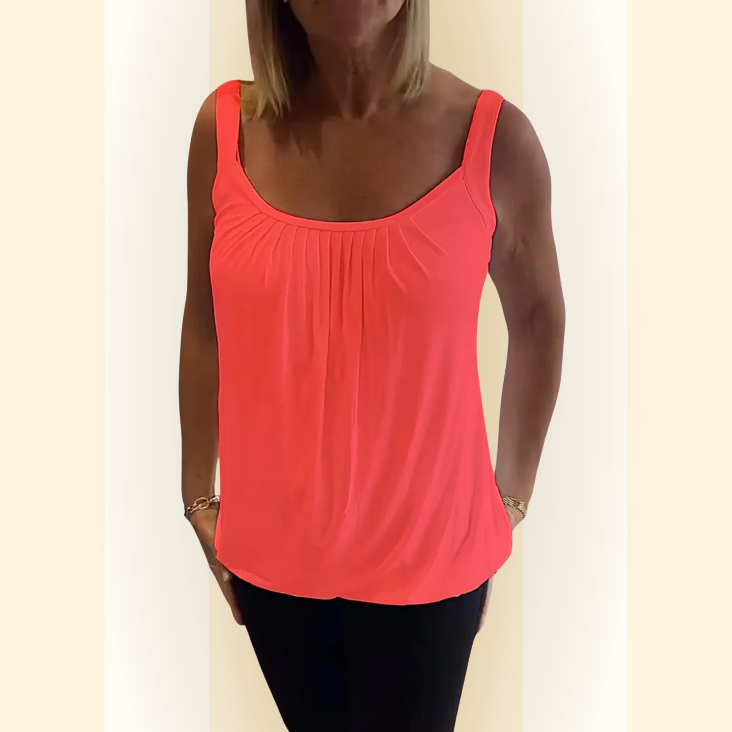 Elvyra | Geplooide echte relaxte mouwloze top