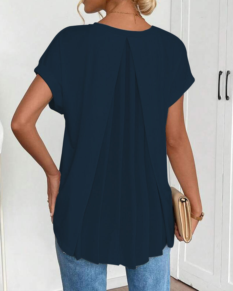Sorelle | Plissé-blouse met korte mouwen