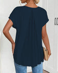 Sorelle | Plissé-blouse met korte mouwen