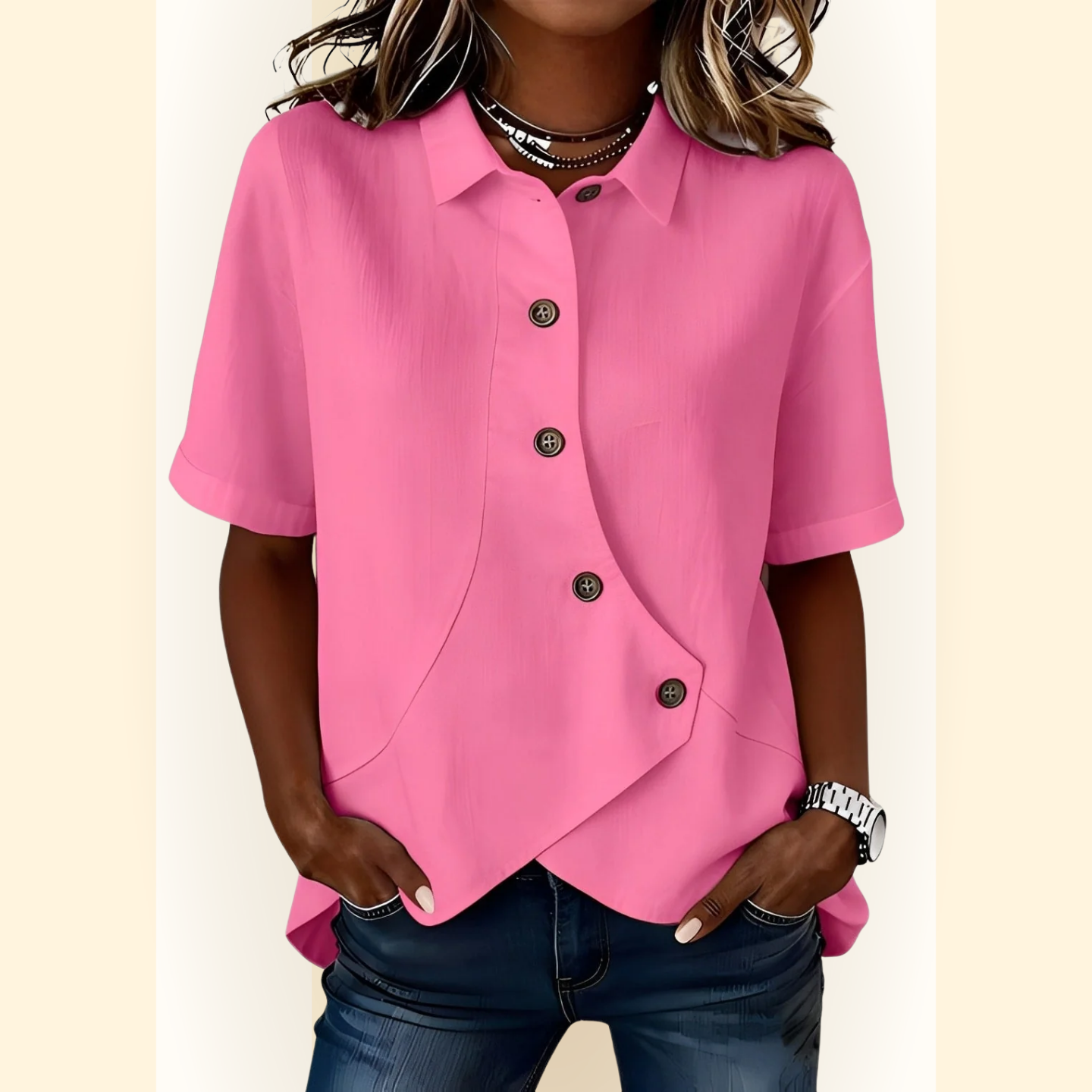 Amelisse | Blouse met schuine knopen