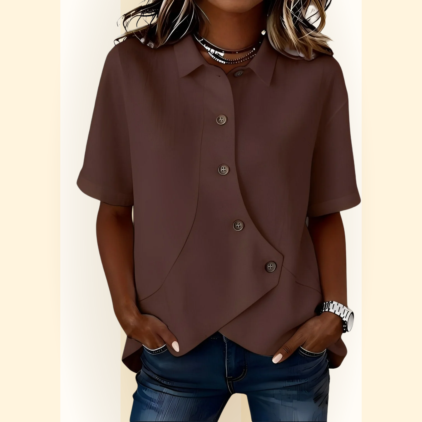 Amelisse | Blouse met schuine knopen