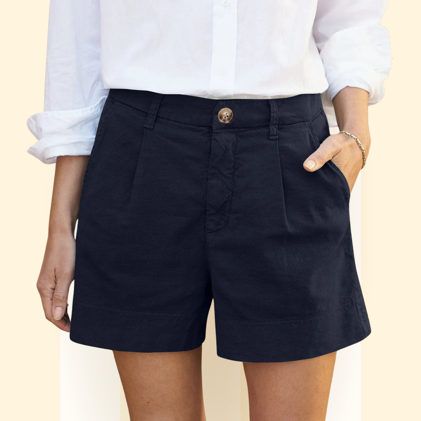 Ilaria | Zomer shorts met Hoge Taille en Zakken