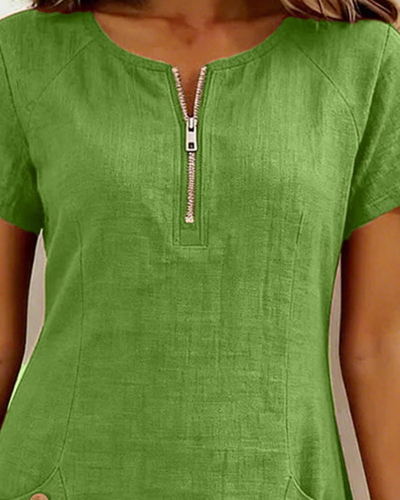 Fabiana | Comfort Jurk met Rits en Zakken