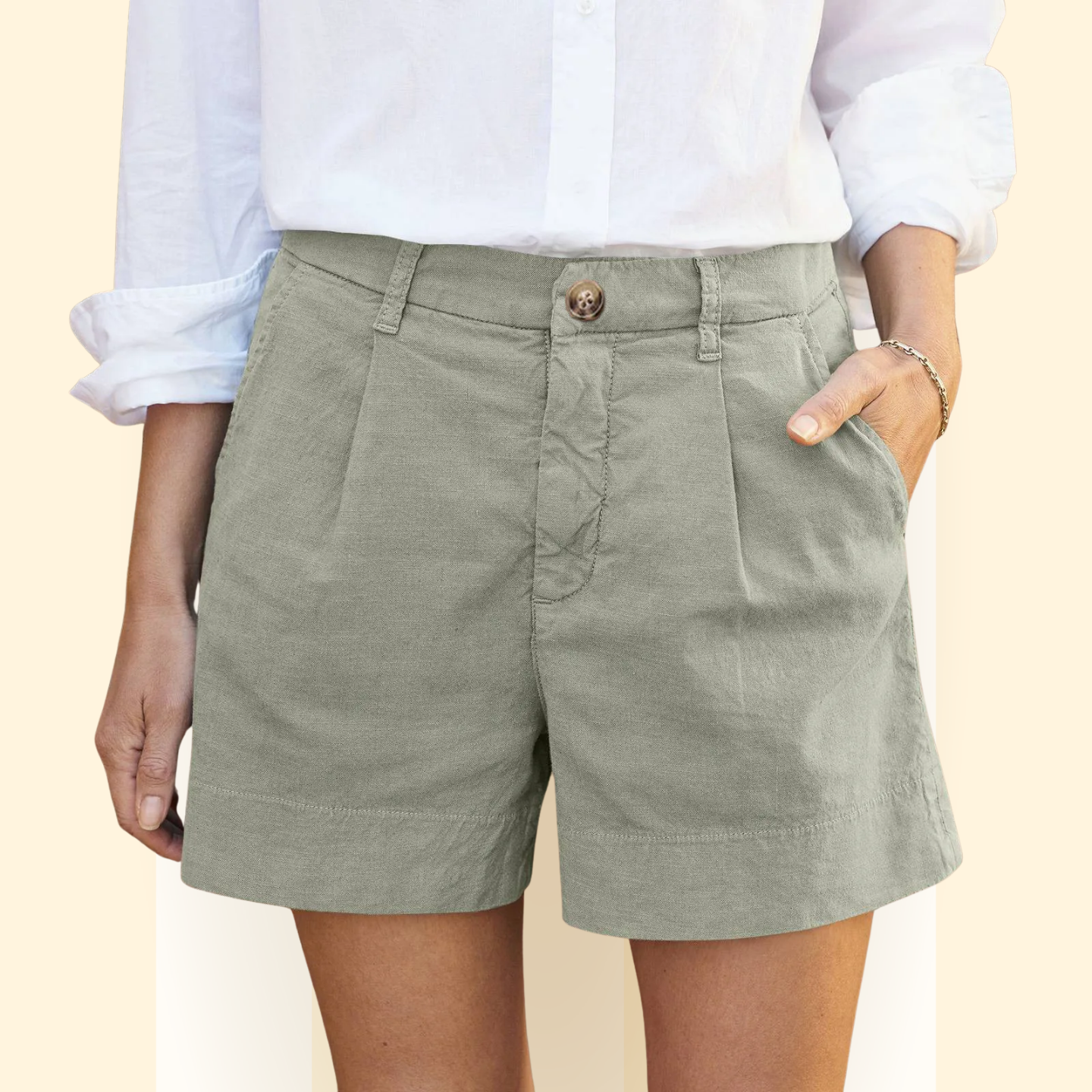 Ilaria | Zomer shorts met Hoge Taille en Zakken