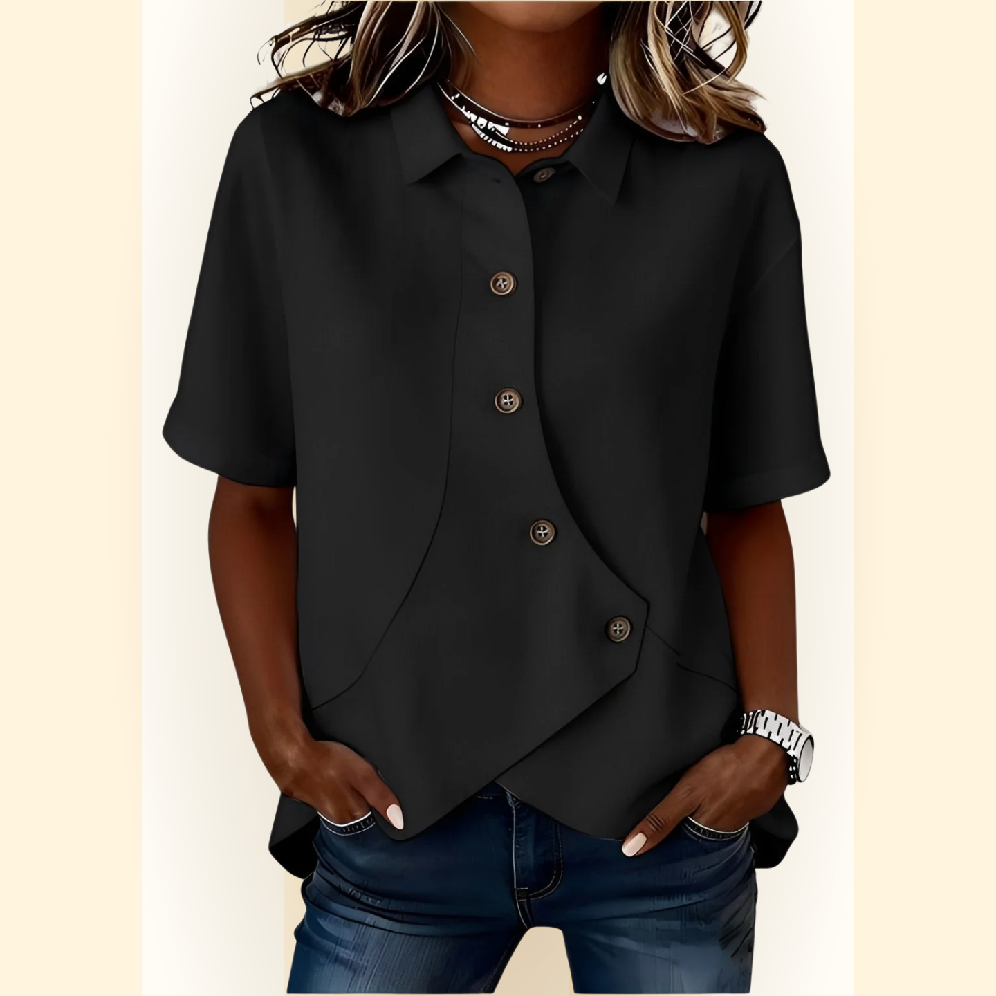 Amelisse | Blouse met schuine knopen