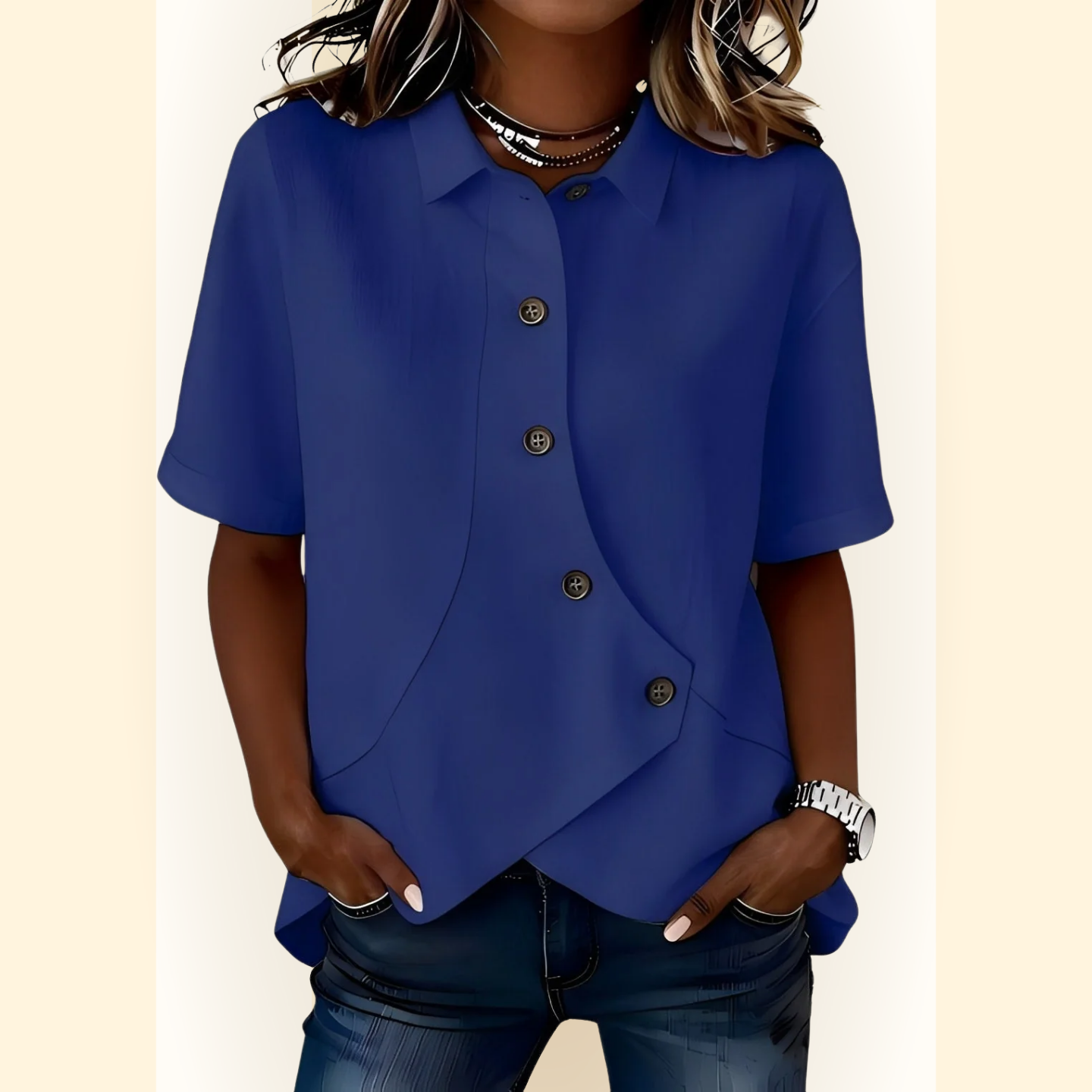Amelisse | Blouse met schuine knopen